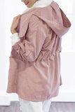 Alaue Trendy V Neck Long Sleeves Pink Blending Trench Coats