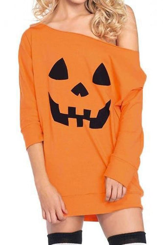 Alaue Halloween Night Dew Shoulder T-shirt