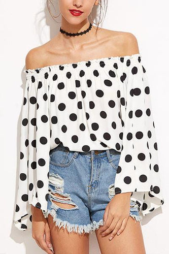 Alaue Youthful Stmosphere Dots Print Blouses