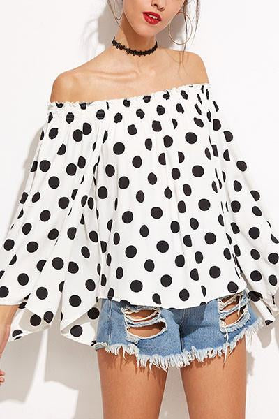 Alaue Youthful Stmosphere Dots Print Blouses