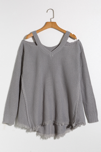 Alaue V Neck Grey Acrylic Sweater