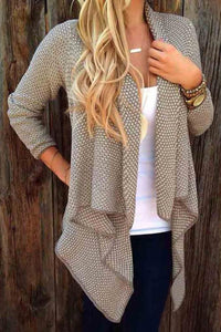 Alaue Sutumn Elegance Irregular Knitting Cardigan