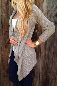 Alaue Sutumn Elegance Irregular Knitting Cardigan