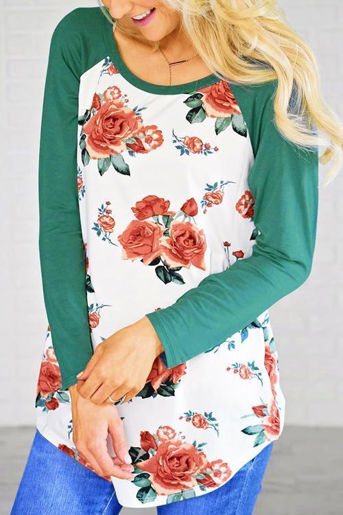 Alaue Build Floral Printing Casual T-shirt