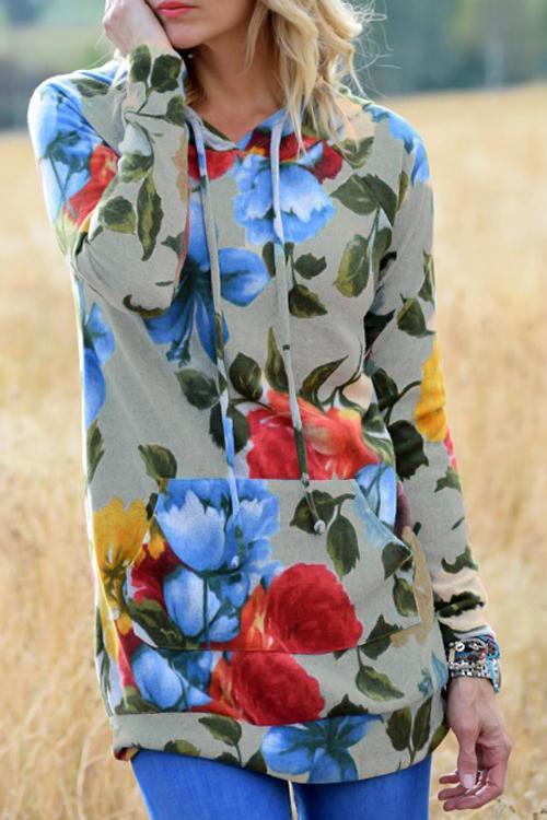 Alaue Warming Trend Floral Printing Hoodie