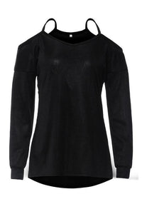 Alaue Attention Dew Shoulder Long Sleeves T-shirt