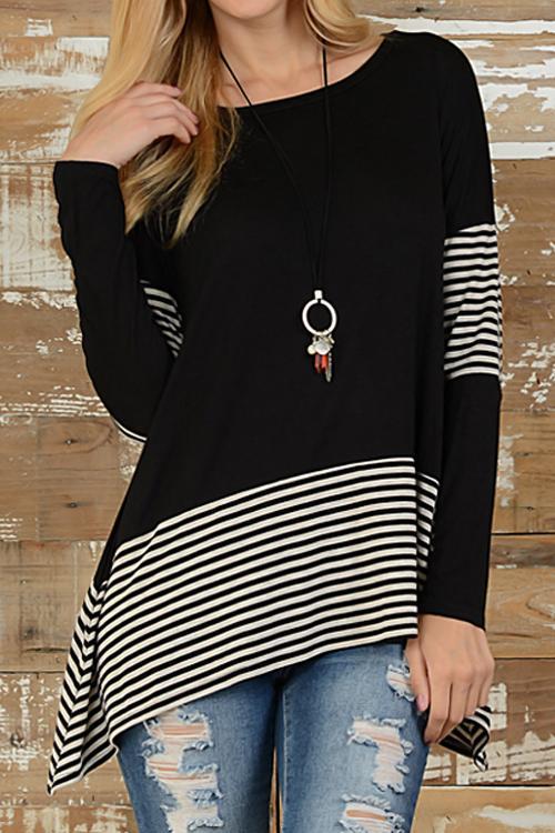 Alaue To Be Adored Irregular Striped T-shirt