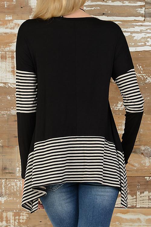 Alaue To Be Adored Irregular Striped T-shirt