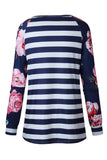 Alaue Comfortable the Day Stripe Floral T-shirt