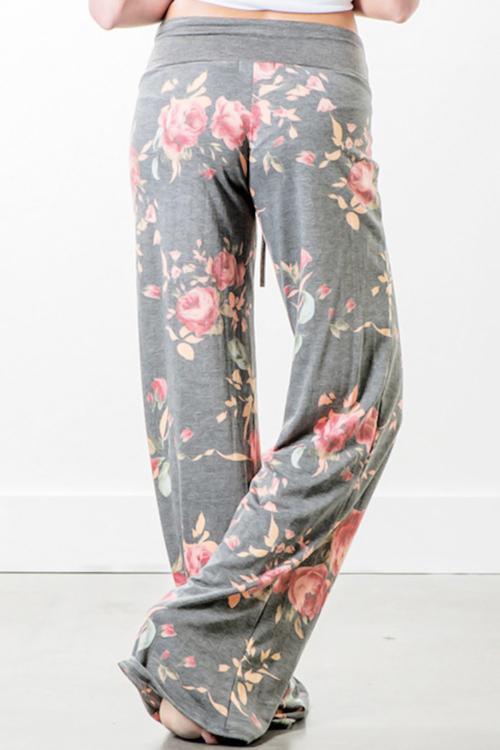 Alaue Gray Floral Printed Blending Pants