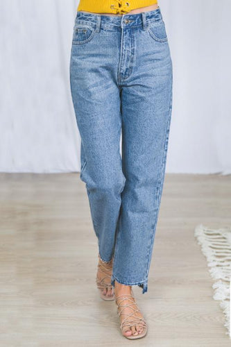 Alaue Asymmetry Blue Denim Jeans