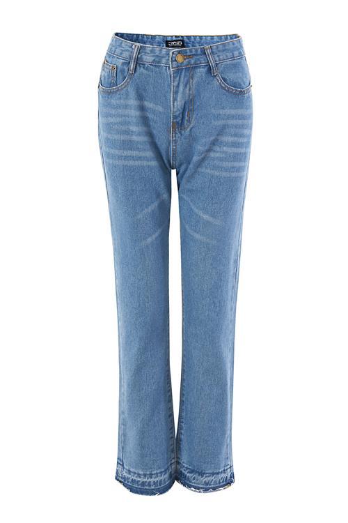 Alaue Asymmetry Blue Denim Jeans