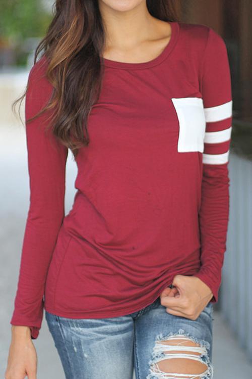 Alaue O Neck Long Sleeve Striped T-shirt