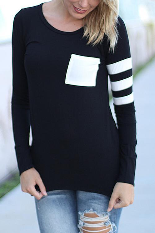 Alaue O Neck Long Sleeve Striped T-shirt