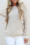 Alaue Loose Fit V Neck Criss Cross Back Crochet Sweater Pullovers