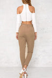 Alaue High Waist Belt Design Pants