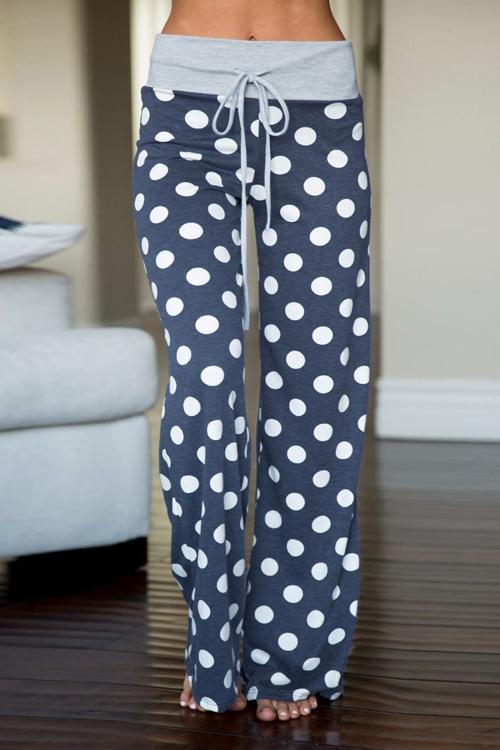 Alaue Dots Print Loose Pants