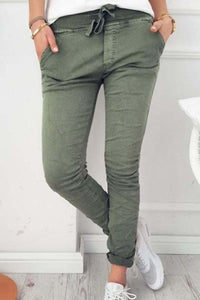 Alaue New Stylish Drawstring Elastic Waist Skinny Leisure Pants