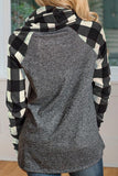 Alaue Sincerely Yours Plaid Detailed Cowl Neck Top