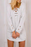 Alaue Pick Lace-up Long Sleeves Sweater