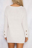 Alaue Pick Lace-up Long Sleeves Sweater