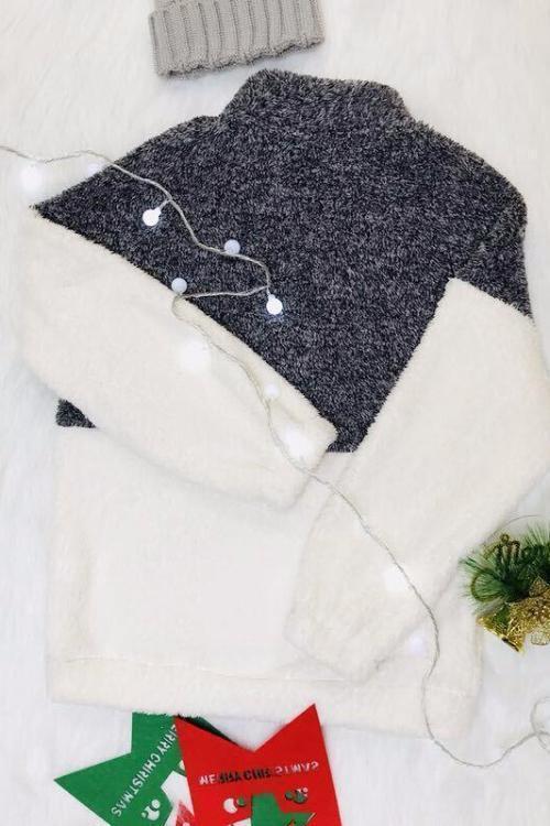 Alaue Warm Me Color Block Pocketed Hoodie