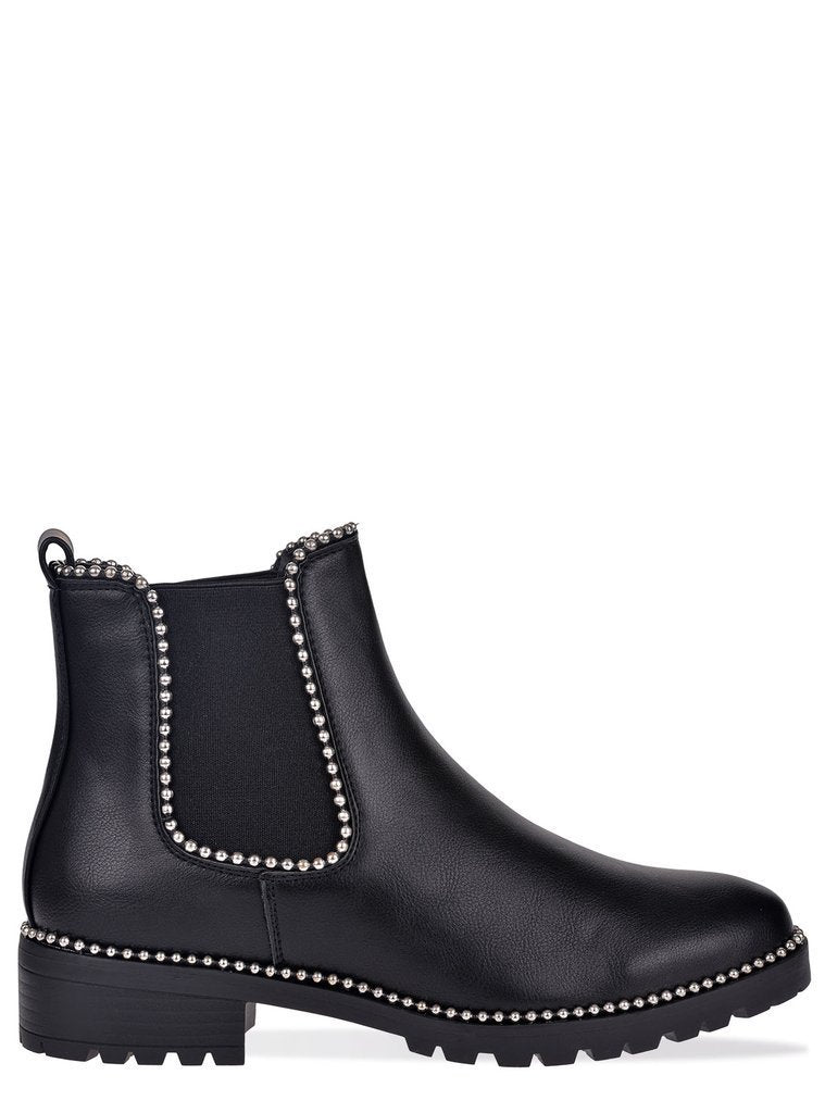 Studded Embellished Black Ankle Boots