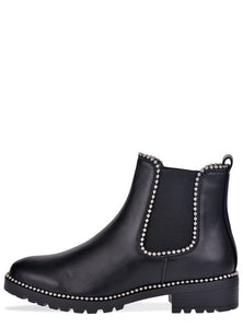 Studded Embellished Black Ankle Boots