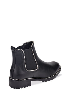 Studded Embellished Black Ankle Boots