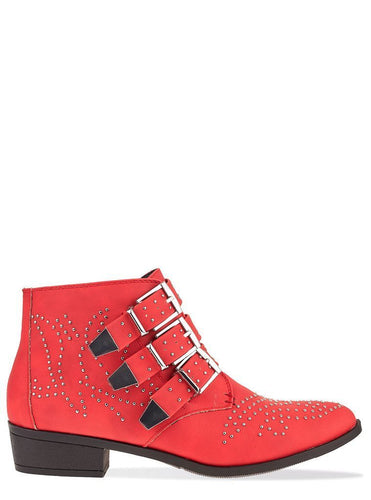 Embellished Western Red Ankle Boot