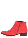 Embellished Western Red Ankle Boot