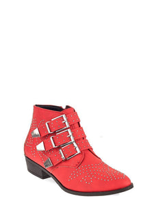 Embellished Western Red Ankle Boot