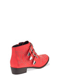 Embellished Western Red Ankle Boot