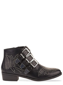 Embellished Western Black Ankle Boot