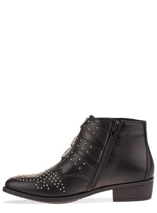 Embellished Western Black Ankle Boot