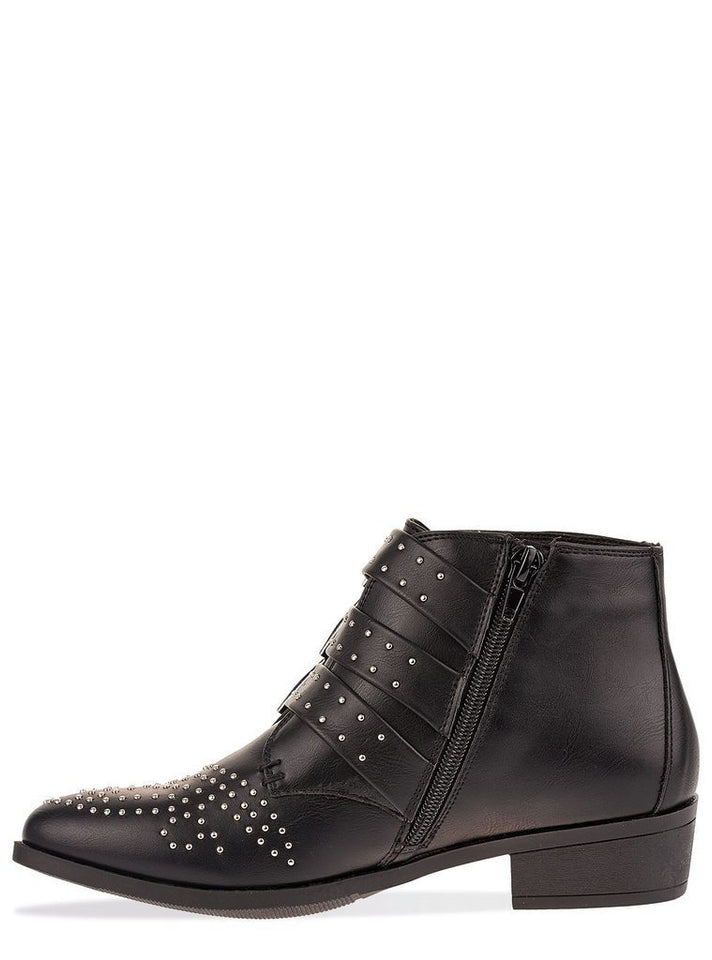 Embellished Western Black Ankle Boot