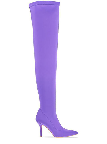 Violet Lycra Stiletto Thigh High Boots