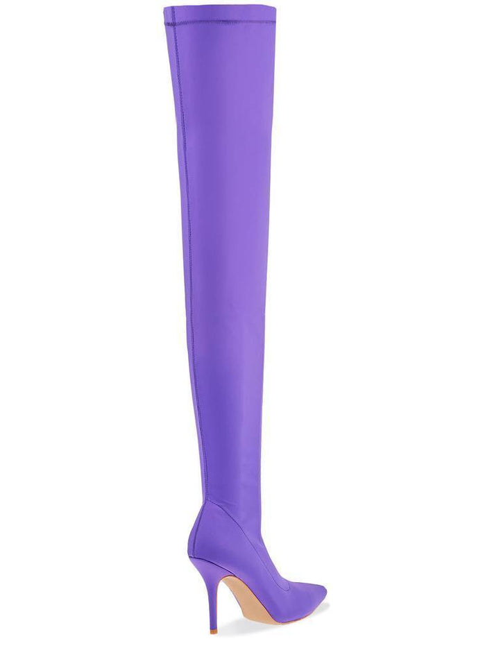 Violet Lycra Stiletto Thigh High Boots