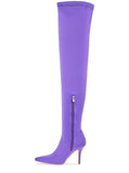 Violet Lycra Stiletto Thigh High Boots