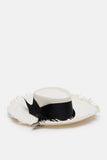 Dumont Long Brim Hat with Frayed Brim - White/Black