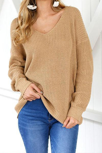 Alaue Sexy Lady V Neck Backless Sweater