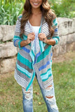 Alaue All Day Stripe Knitting Asymmetrical Cardigan