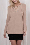 Alaue Pick Lace-up Long Sleeves Sweater