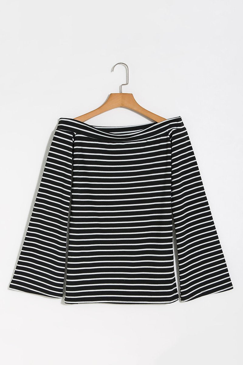 Alaue Seeking Off The Shoulder Striped T-shirt