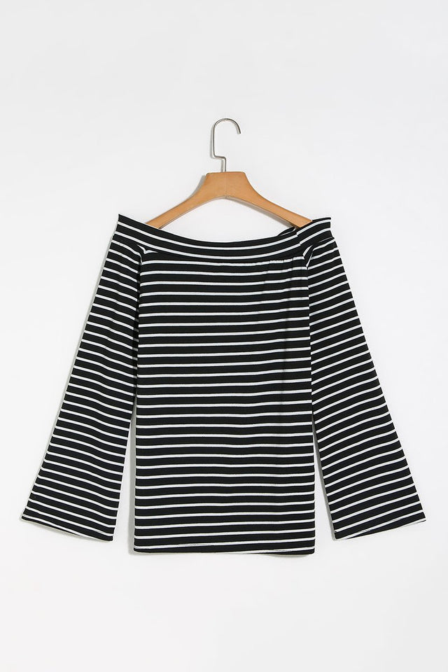 Alaue Seeking Off The Shoulder Striped T-shirt