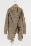 Alaue Speckled Fringe Soft Tassel Dark Grey Cardigan