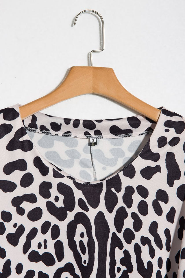 Alaue V Neck Leopard Print Casual Shirts