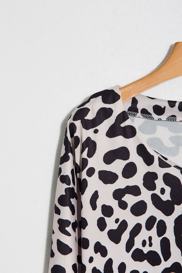 Alaue V Neck Leopard Print Casual Shirts