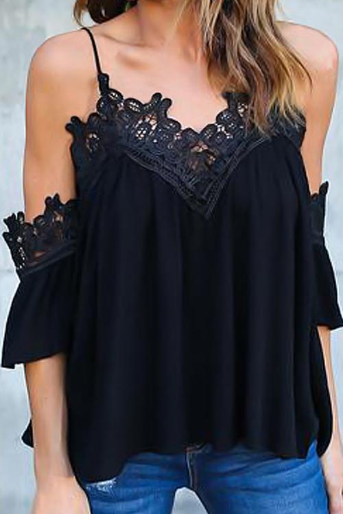 Alaue Lace Decorative Border Camisole Blouses