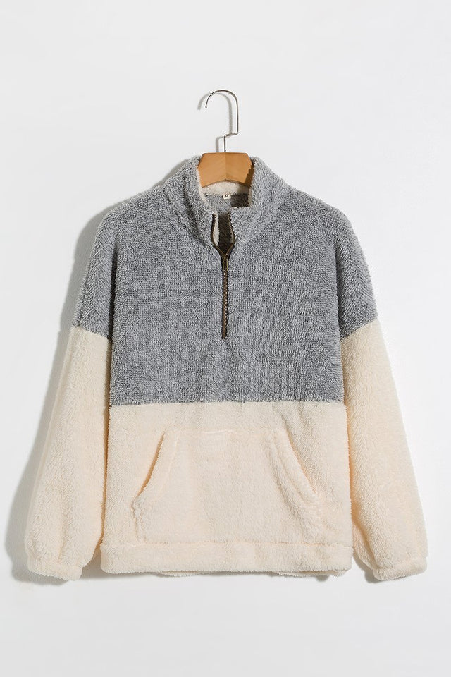 Alaue Warm Me Color Block Pocketed Hoodie